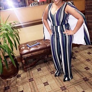 Multicolor jumpsuit with cape